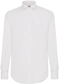 Slim Fit Stretch Katoenen Overhemd Boggi Milano , White , Heren - M,S,Xs
