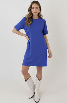 Slim Fit T-shirt Jurk Kobalt Kobaltblauw