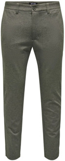 Slim Herringbone 2911 Pant: Teak | Freewear Bruin Only & Sons , Green , Heren - W28 L34