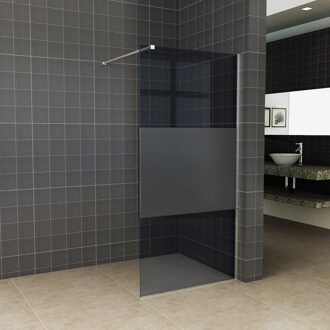 Slim - Inloopdouche / Douchewand - 110x200 - Rook / Mat Glas - Antikalk - 8mm Veiligheidsglas - Excl. Stabilisatiestang en Profielset