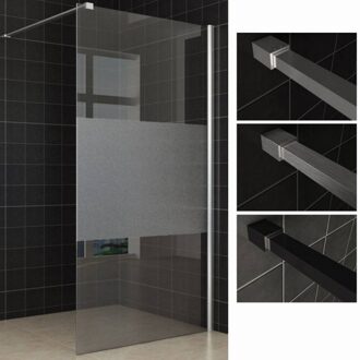 Slim - Inloopdouche / Douchewand - 80x200 - Helder / Mat Glas - Antikalk - 8mm Veiligheidsglas - Excl. Stabilisatiestang en Profielset