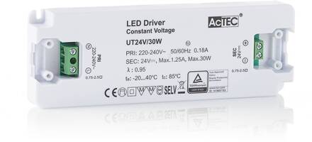 Slim LED driver CV 24V, 30W wit