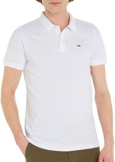 Slim Placket Polo Heren wit - XL