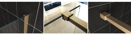 Slim Profielset met Stabilisatiestang 120 cm. - Goud Look - Geborsteld Messing