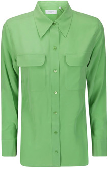 Slim Signature Shirt Equipment , Green , Dames - S,Xs