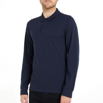 Slim Solid Longsleeve Polo Heren donker blauw - M