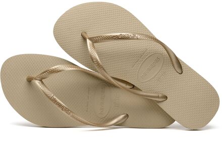 Slim teenslippers beige/goud - 41/42