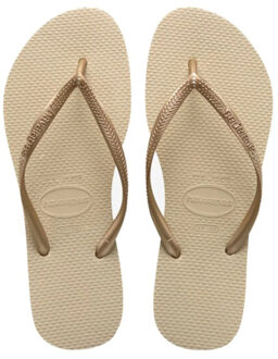 Slim teenslippers beige/goud - 41/42