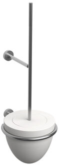 Slim toiletborstelgarnituur wandmodel rvs geborsteld en aluite B13.2xH37xD16.2cm