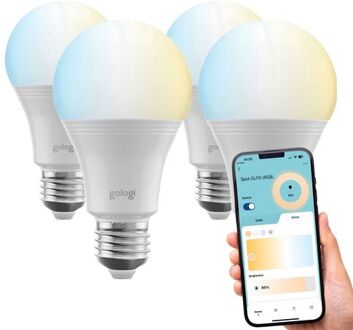 Slimme E27 Bulb Lamp - Smart WiFi - LED - Dimbaar - CCT - Mobiele App - Sfeerverlichting - 800 lumen - 4 stuks Wit