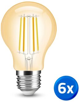 Slimme filament lamp - dual white 7w e27 fitting - a60 model colored - voordeelset van 6
