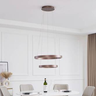 Slimme hanglamp Yonam, koffie, 2-lamps, Tuya