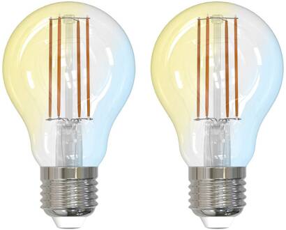 Slimme LED E27 A60 7W ZigBee Tuya Philips Hue set van 2 duidelijk