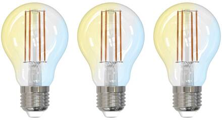 Slimme LED E27 A60 7W ZigBee Tuya Philips Hue set van 3 duidelijk