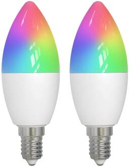 Slimme LED kaarslamp E14 4,9W RGBW CCT Tuya mat 2st wit mat