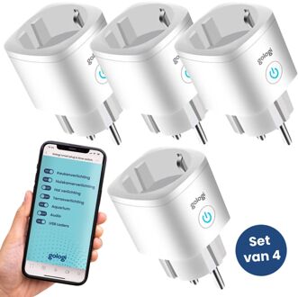 Slimme stekker - Smart plug - Tijdschakelaar & Energiemeter - WIFI - Google Home & Amazon Alexa - 4 Stuks - Wit