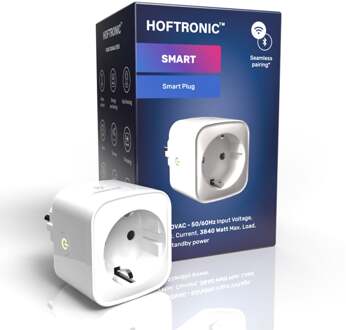 Slimme stekker - WiFi & Bluetooth - met tijdschakelaar - Compatibel met Amazon Alexa & Google Home - Wit - 16a smart plug - Incl. Energiemeter