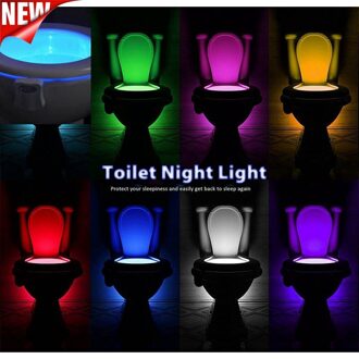 Slimme Wc Nachtlampje Led Body Motion Activated Aan/Off Seat Sensor Lamp Badkamer 8 Multicolour Wc Lamp 16 kleur