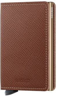 Slimwallet pasjeshouder van leer Bruin - 1 maat