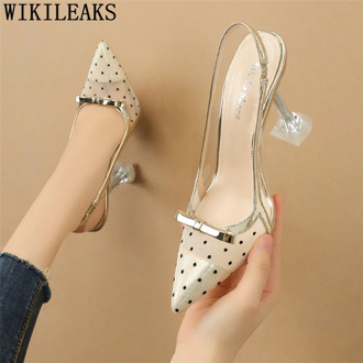 Slingback Shoes Clear Heels for Women Dress Shoes Womens Fetish High Heels Sexy Fashion Summer Shoes Woman Designer Heels 2020