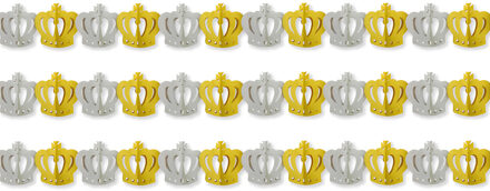 Slinger Kroontjes - 3x - 300 cm - goud/zilver - papier - versiering - feestslinger
