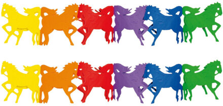 Slinger paarden - 2x - 300 cm - multi color - papier - paardenthema - verjaardag