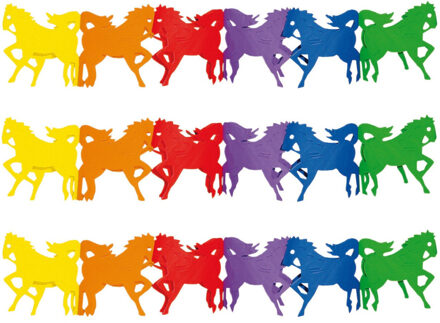 Slinger paarden - 3x - 300 cm - multi color - papier - paardenthema - verjaardag