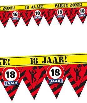 slinger Party Tape 18 jaar 12 meter rood/geel