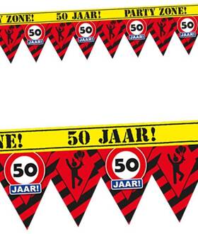 slinger Party Tape 50 jaar 12 meter rood/geel