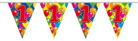 Slingers verjaardag 1 jaar ballonnen - 10 meter Multikleur