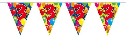 Slingers verjaardag 3 jaar ballonnen - 10 meter Multikleur