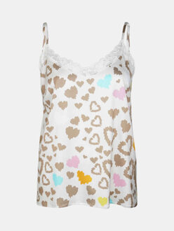 Slip top leopard hartjes - maat XL Ecru