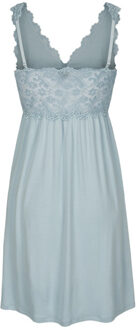 Slipdress dames nachthemd met kant blauw - maat L