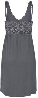 Slipdress dames nachthemd met kant donker - maat M Grijs