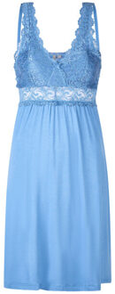 Slipdress dames nachthemd met kant lichtblauw - XL