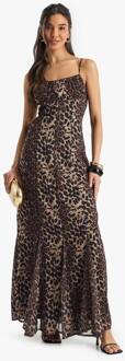 Slipdress Met Godetzoom In Luipaardprint, Brown - 42