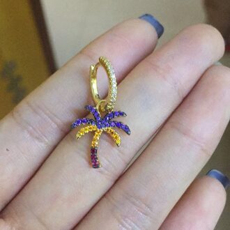 Sljely Luxe S925 Sterling Zilver Enkele Palm Tree Earring Micro Zirconia Stenen 1Pc Voor Vrouwen sieraden 1 stuk veelkleurig