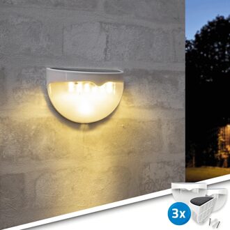 SLK Solar buitenlamp Druppel wandlamp wit 6 leds zonne energie 3 stuks