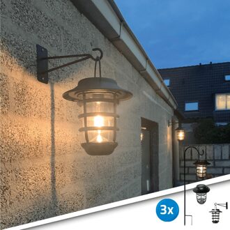 SLK Solar LED lamp Sting met schemersensor voordeelset 3 stuks – trendy zwart