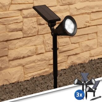 SLK Solar LED tuinspot Highlight Koud Wit op zonne energie - 3 stuks