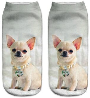 Slmvian 3D Gedrukt Chihuahua Hond Puppy Vrouwen Sokken Leuke Low Cut Enkelsok Meerdere Kleuren Stijl CN005 1