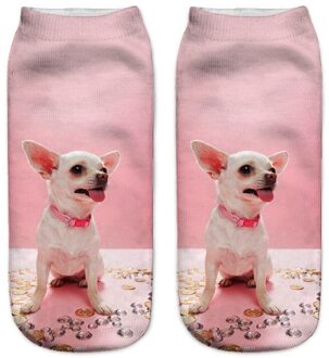 Slmvian 3D Gedrukt Chihuahua Hond Puppy Vrouwen Sokken Leuke Low Cut Enkelsok Meerdere Kleuren Stijl CN005 2