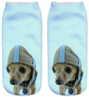 Slmvian 3D Gedrukt Chihuahua Hond Puppy Vrouwen Sokken Leuke Low Cut Enkelsok Meerdere Kleuren Stijl CN005