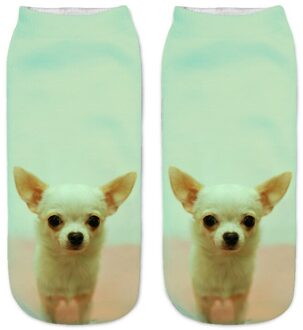 Slmvian 3D Gedrukt Chihuahua Hond Puppy Vrouwen Sokken Leuke Low Cut Enkelsok Meerdere Kleuren Stijl CN005