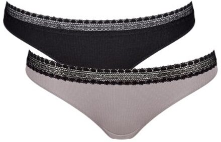 Sloggi 2 stuks GO Ribbed Brazilian Blauw,Versch.kleure/Patroon,Grijs,Beige,Wit,Lila,Zwart - X-Small,Medium,Large,X-Large