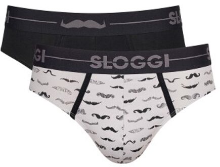 Sloggi 2 stuks Men GO Movember Mini Versch.kleure/Patroon,Zwart,Wit - X-Large