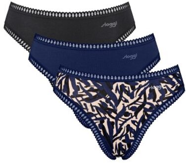 Sloggi 3 stuks GO Crush High Leg Briefs Zwart,Roze,Versch.kleure/Patroon,Blauw,Groen,Beige,Wit,Bruin,Geel,Rood - X-Small,Small,Medium,Large,X-Large,XX-Large