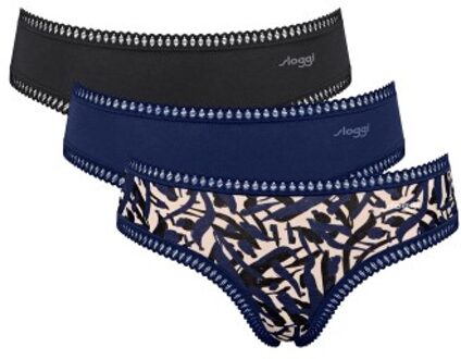 Sloggi 3 stuks GO Crush Hipster Briefs * Actie * Zwart,Roze,Versch.kleure/Patroon,Blauw,Groen,Beige,Wit,Bruin,Geel - X-Small,Small,Medium,Large,X-Large,XX-Large