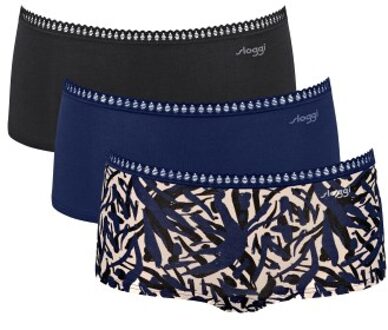 Sloggi 3 stuks GO Crush Hipster Shorts Zwart,Roze,Versch.kleure/Patroon,Blauw,Groen,Beige,Wit,Bruin,Geel - X-Small,Small,Medium,Large,X-Large,XX-Large