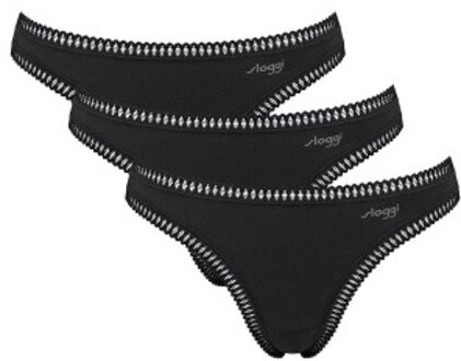 Sloggi 3 stuks GO Crush String Zwart,Beige,Wit,Bruin - X-Small,Small,Medium,Large,X-Large,XX-Large